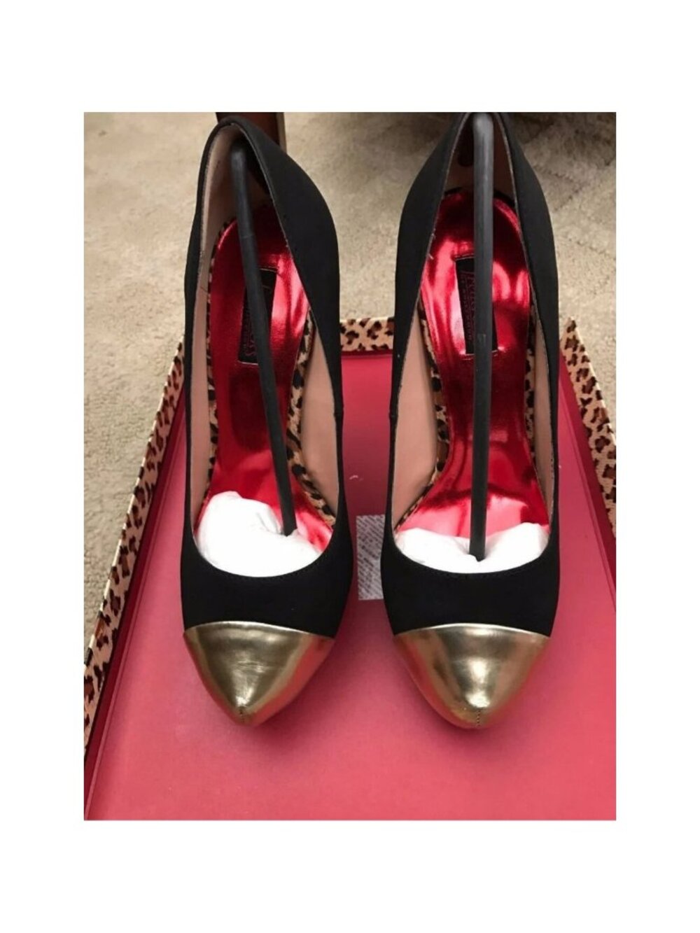 Fredericks of Hollywood 12406 Black Gold Stiletto Pumps